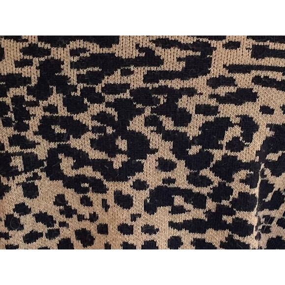 LOFT Black Tan Wool Blend Cheetah/Animal Print Long Sleeve Crew Neck Sweater, S - Picture 5 of 10